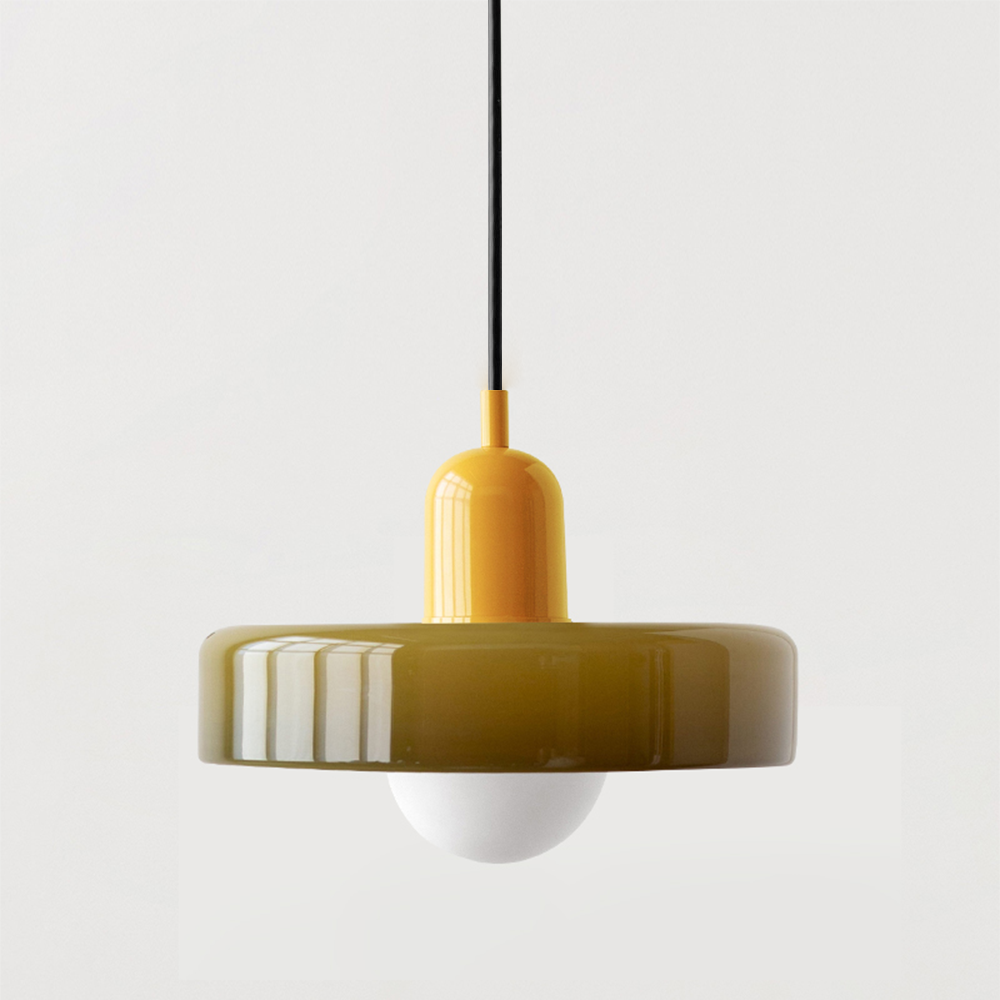 Suspension Floroux in colored glass | Elegant hanging lamp in Bauhaus style | Designer lamp for the living room and dining room