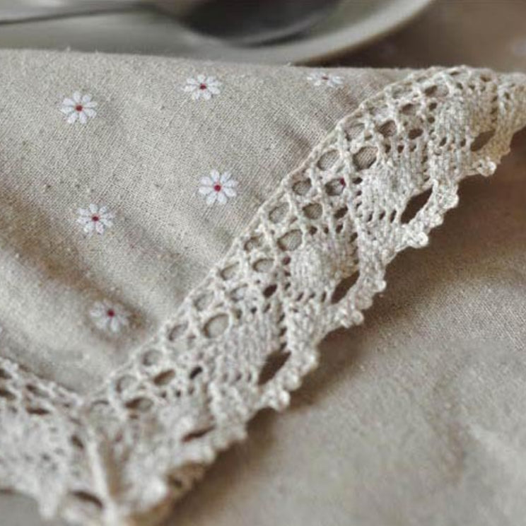 Nappe en coton lin à motif marguerite