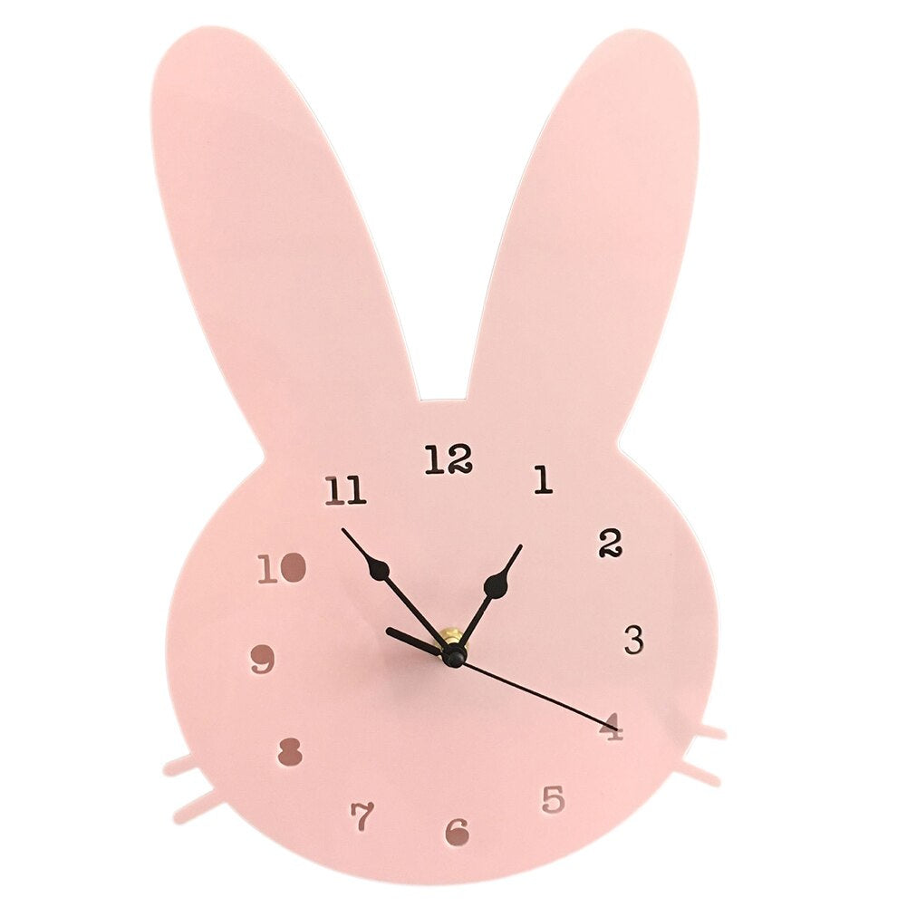 Jolie horloge murale en forme de lapin pour chambre d'enfant