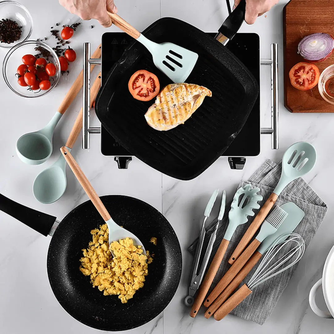 FlexiChef – Ensemble d'ustensiles de cuisine en silicone durable