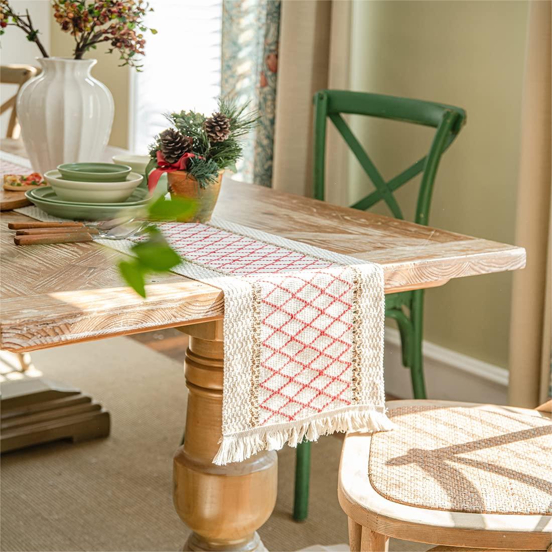 Nappe en corde de chanvre tissée à motif géométrique