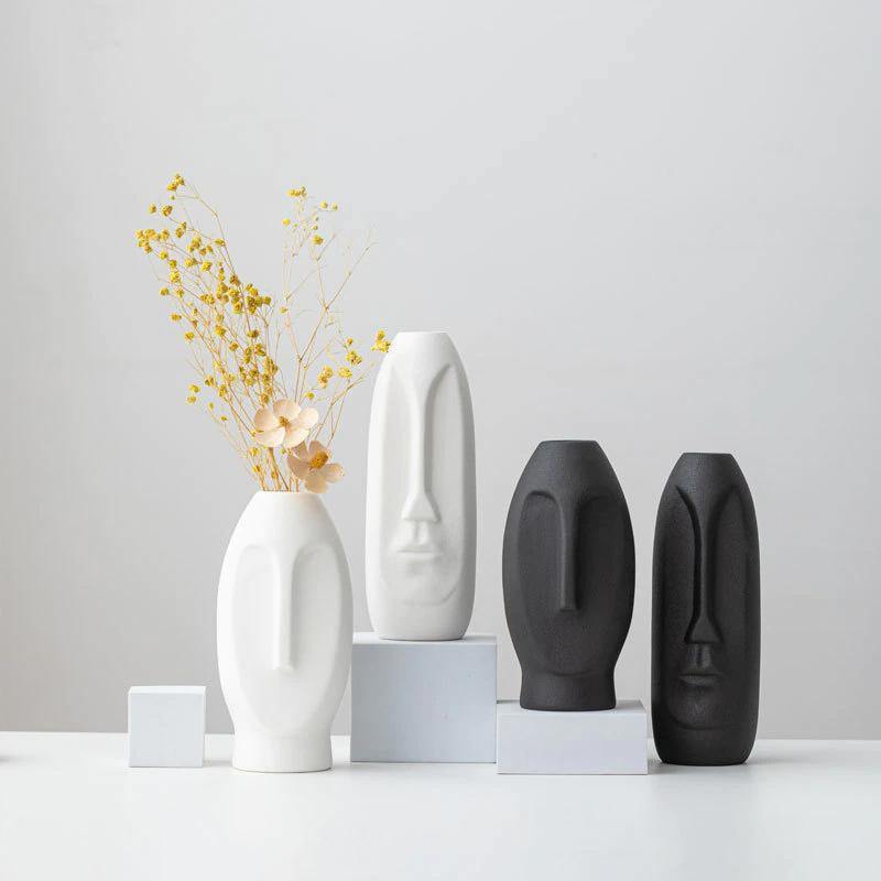 Abstract ceramic vase Floroux with face design | Modern decorative accent | Timeless & elegant