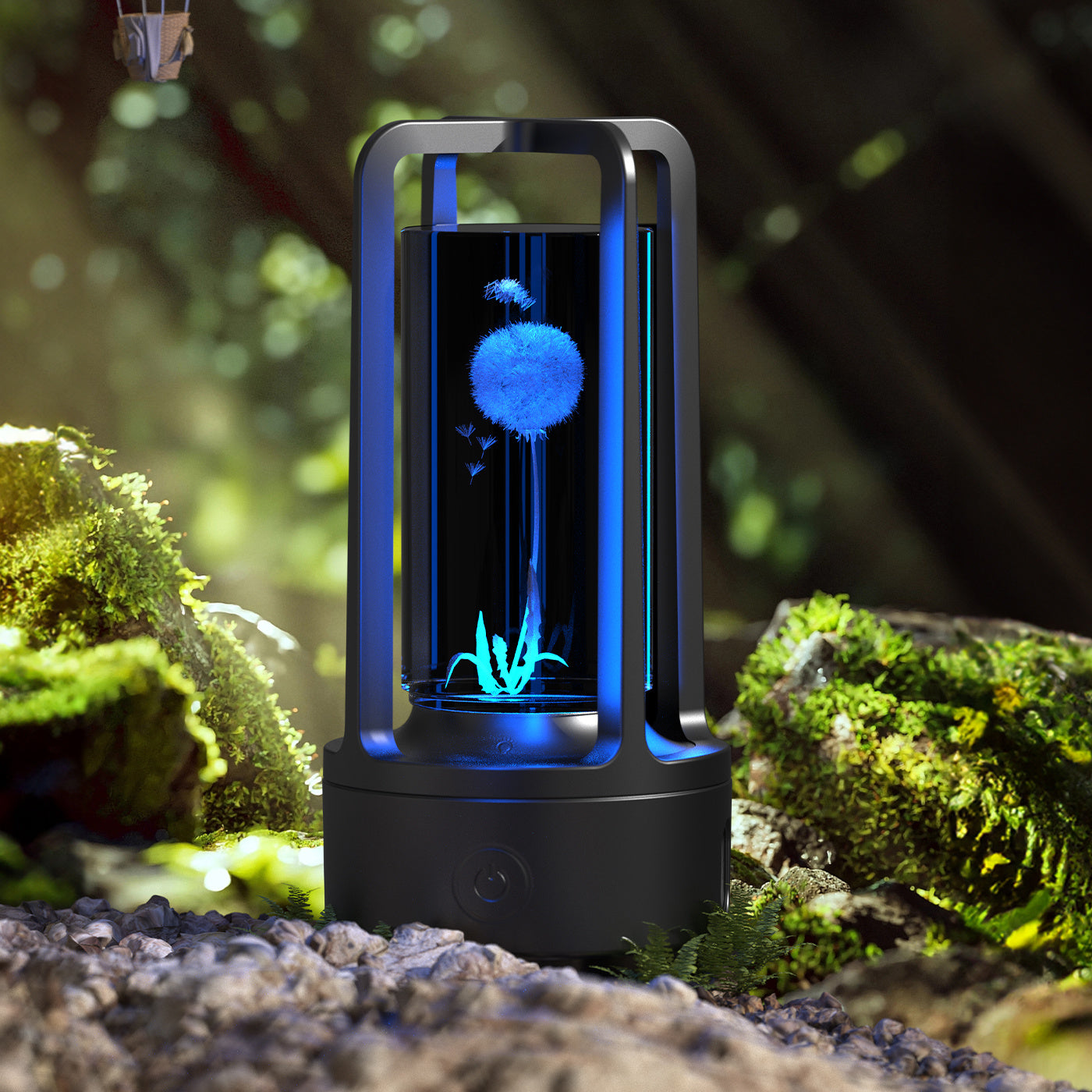 2-en-1 Lampe de nuit en cristal avec fleurs de l'arbre noir et enceinte Bluetooth lampe de bureau