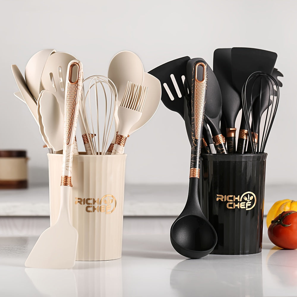 Premium Cooking - Plaisir de cuisiner avec le lot d'ustensiles de cuisine en silicone élégant