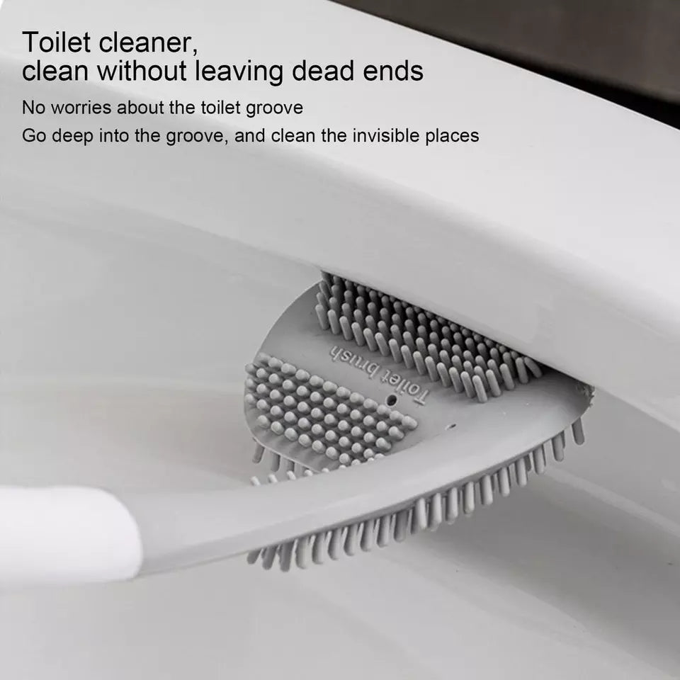 Brosse de toilette en silicone avec poils et support de séchage