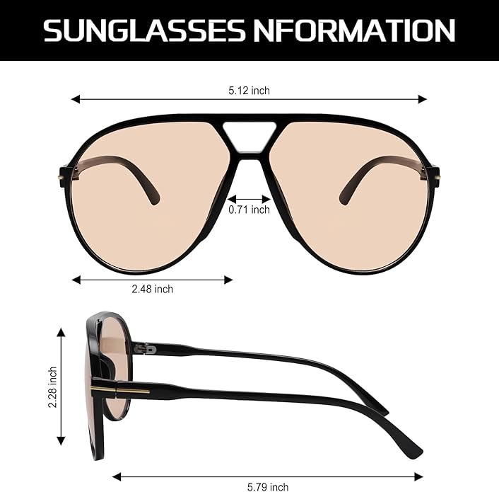 AmaraVision - Lunettes de soleil aviateur rétro grandes