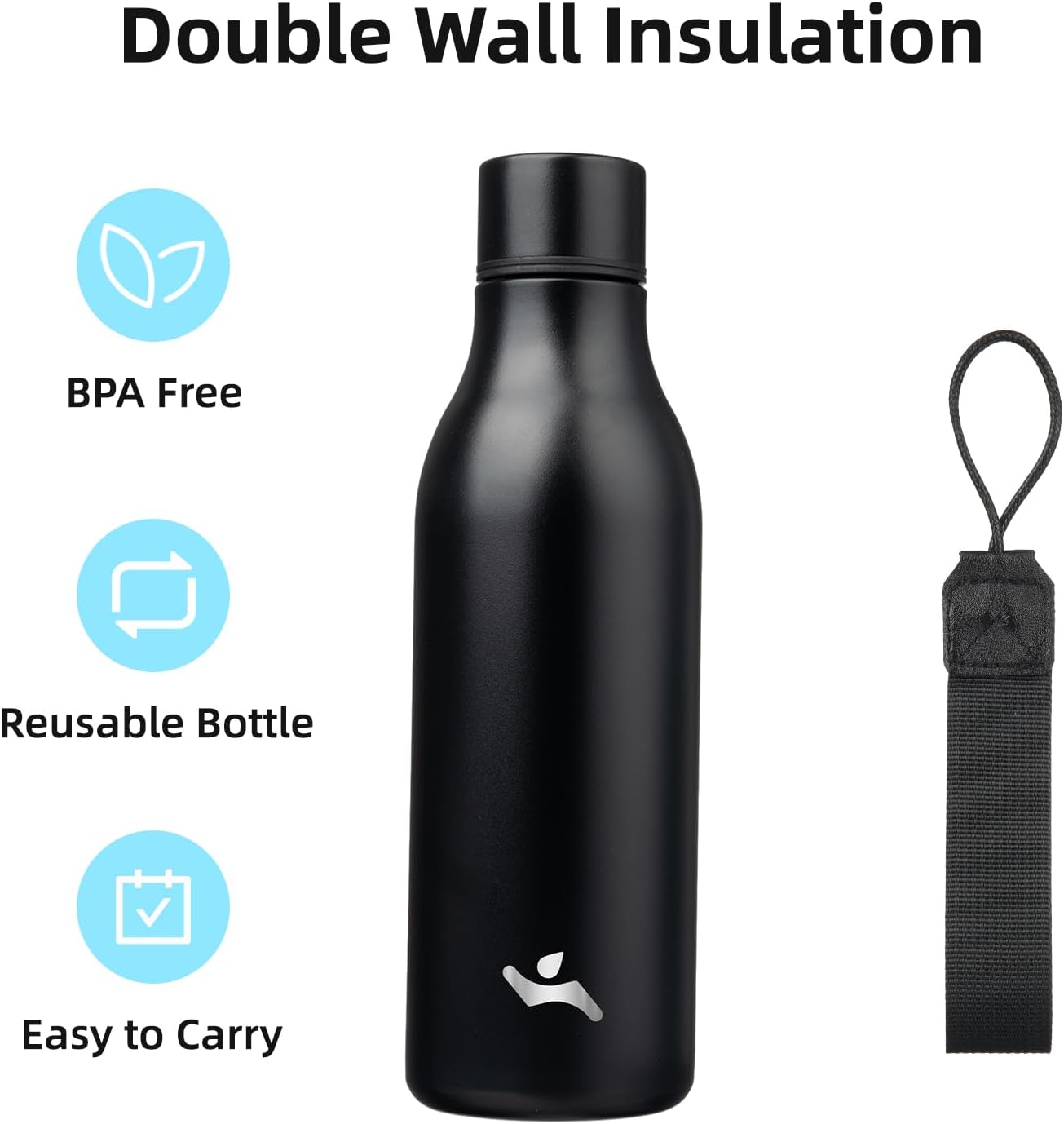 CoolFlow – Bouteille d'eau en acier inoxydable élégante avec poignée