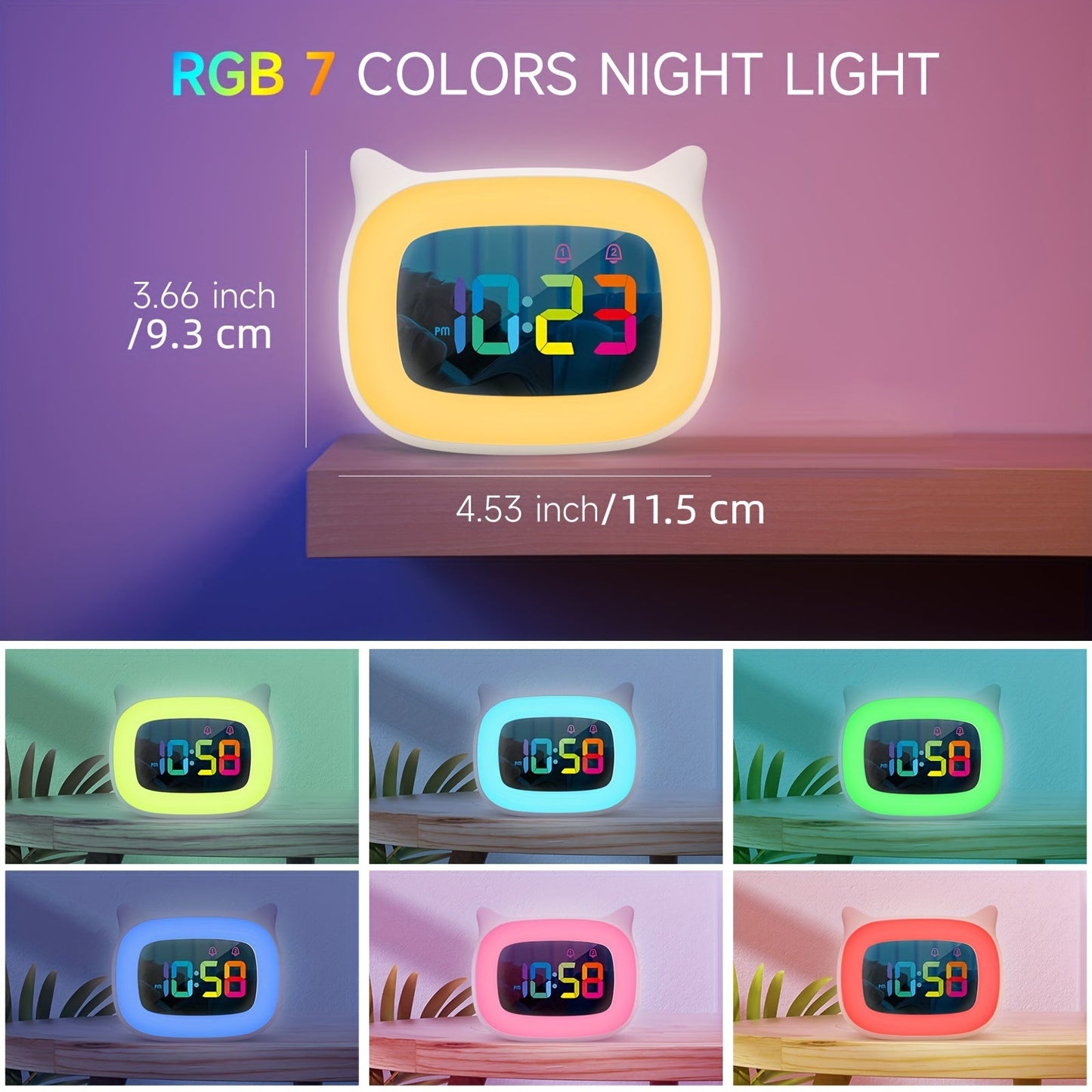 CatGlow – Réveil LED Charmant avec Éclairage Ambiant