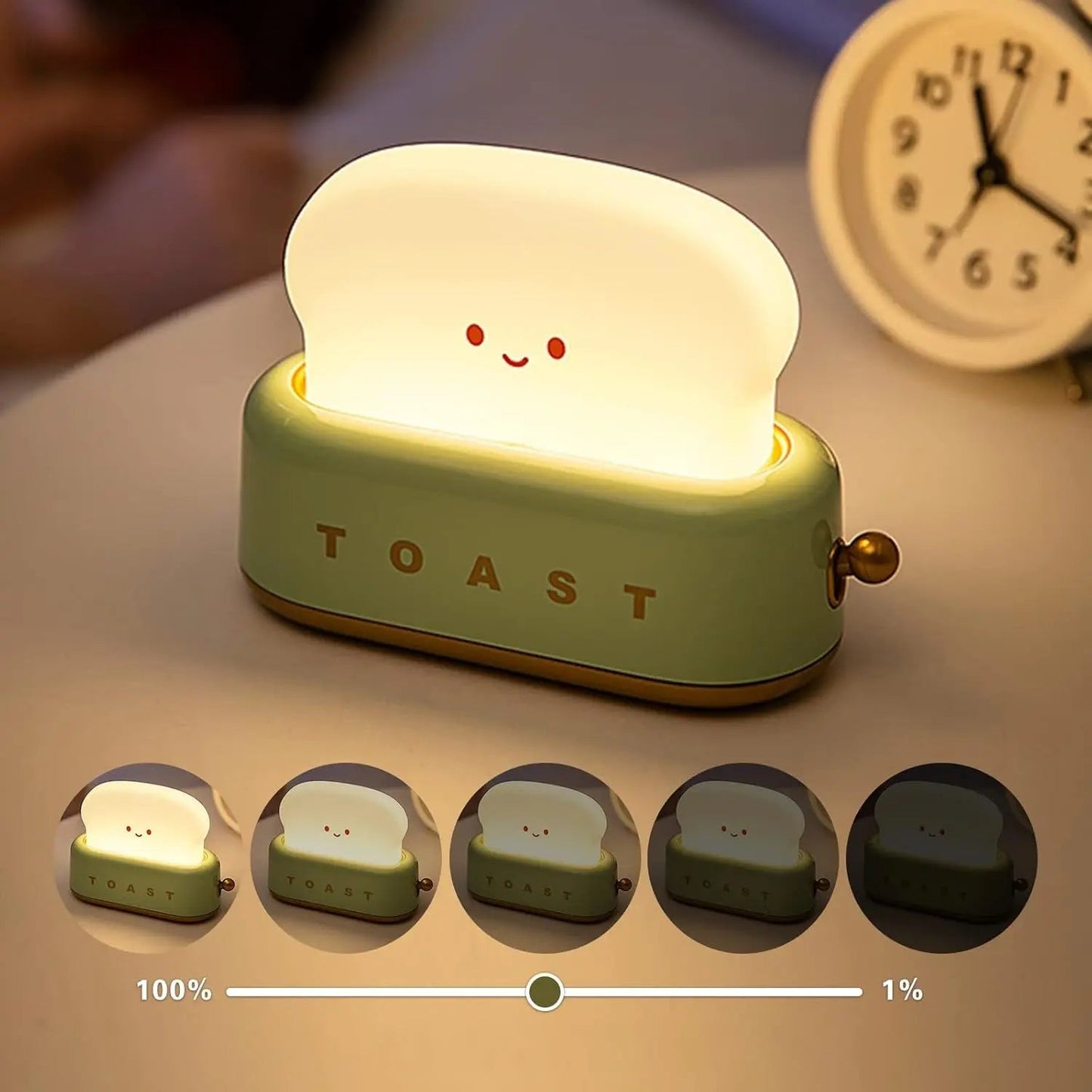 ToastGlow - Lampe de Nuit Rechargeable en Forme de Tranche de Pain