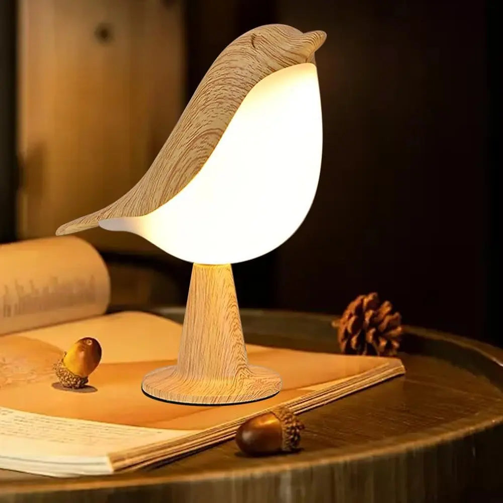 OiseauLumi - Lampe de Nuit en Bois Élégante