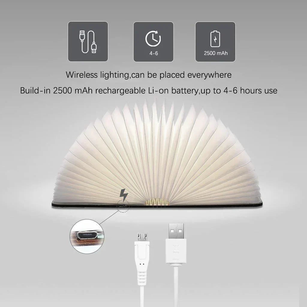 Floroux lampe livre LED | Pliable | Lumière d'ambiance | Éclairage sans fil | Décor pour la maison