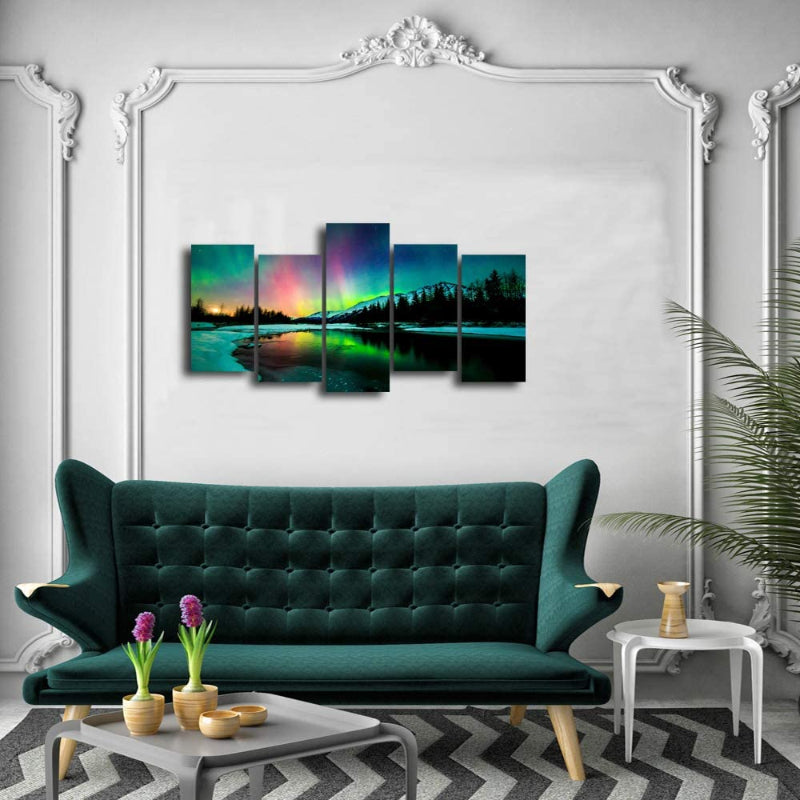 Peinture murale en toile Aurora 5 pièces