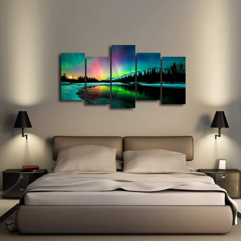 Peinture murale en toile Aurora 5 pièces
