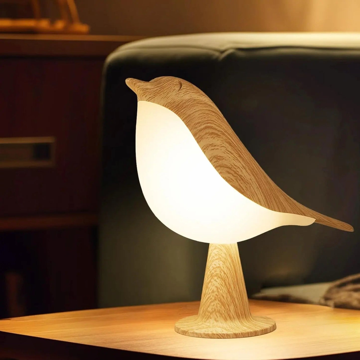 OiseauLumi - Lampe de Nuit en Bois Élégante