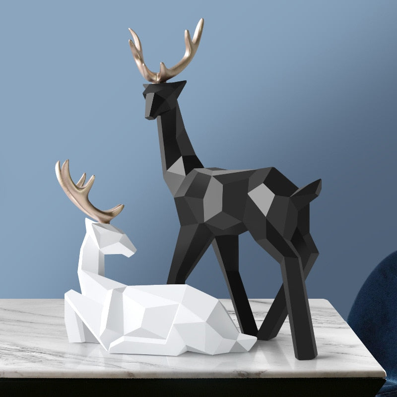 Floroux Abstract Deer Figures in Pair | Modern Design | High-Quality Home Décor