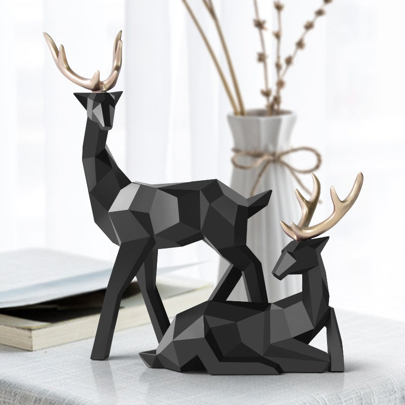 Floroux Abstract Deer Figures in Pair | Modern Design | High-Quality Home Décor