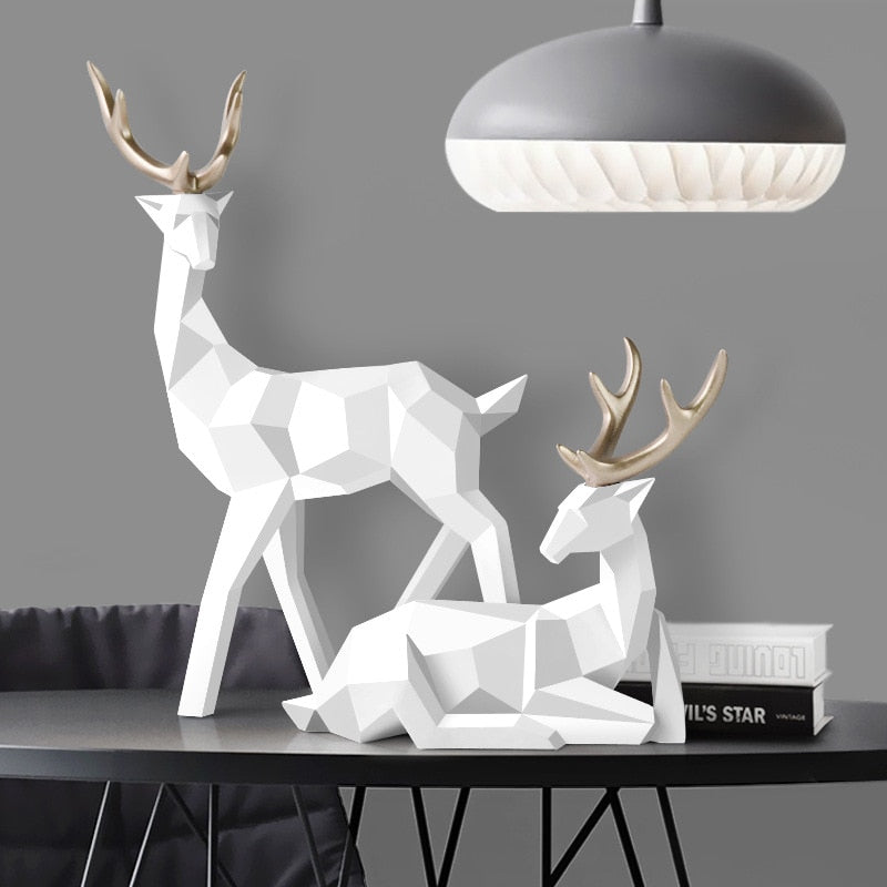 Floroux Abstract Deer Figures in Pair | Modern Design | High-Quality Home Décor