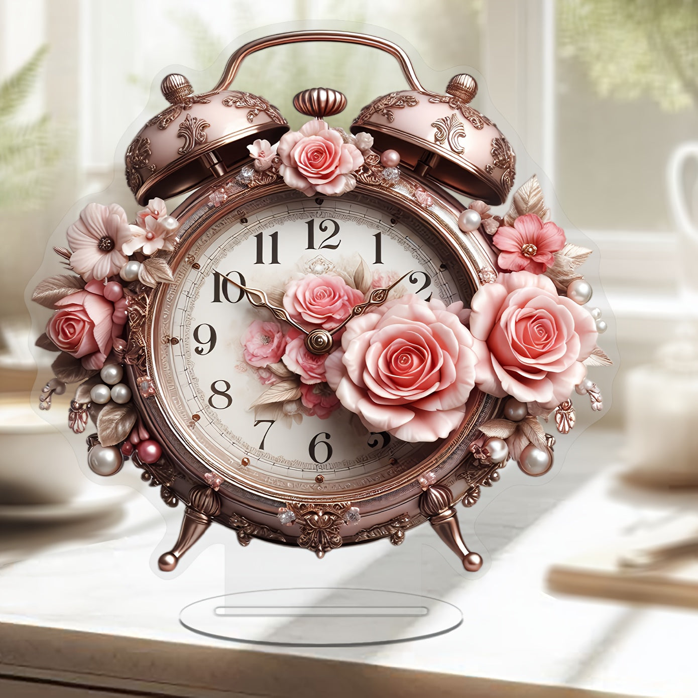 BohoBloom Horloge - Horloge mural floral vintage pour la table