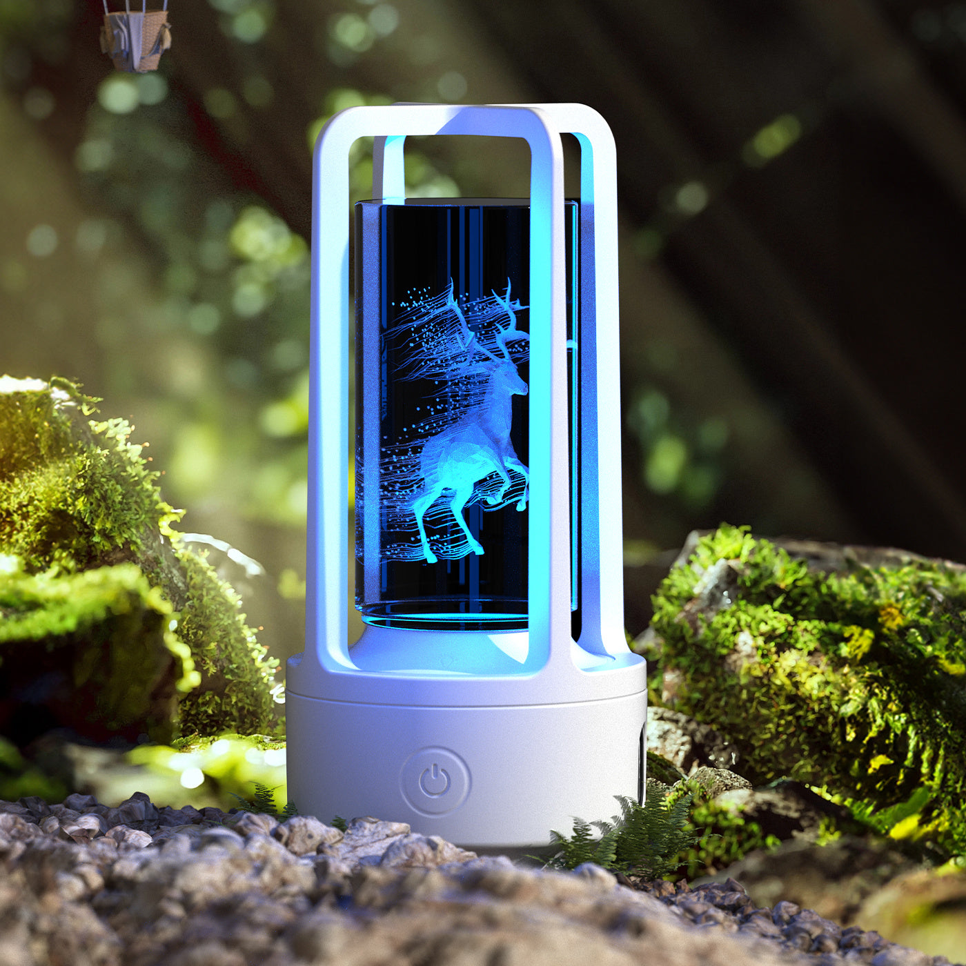 2-en-1 Lumière de nuit en cristal naturel blanc et haut-parleur Bluetooth Lampe de bureau