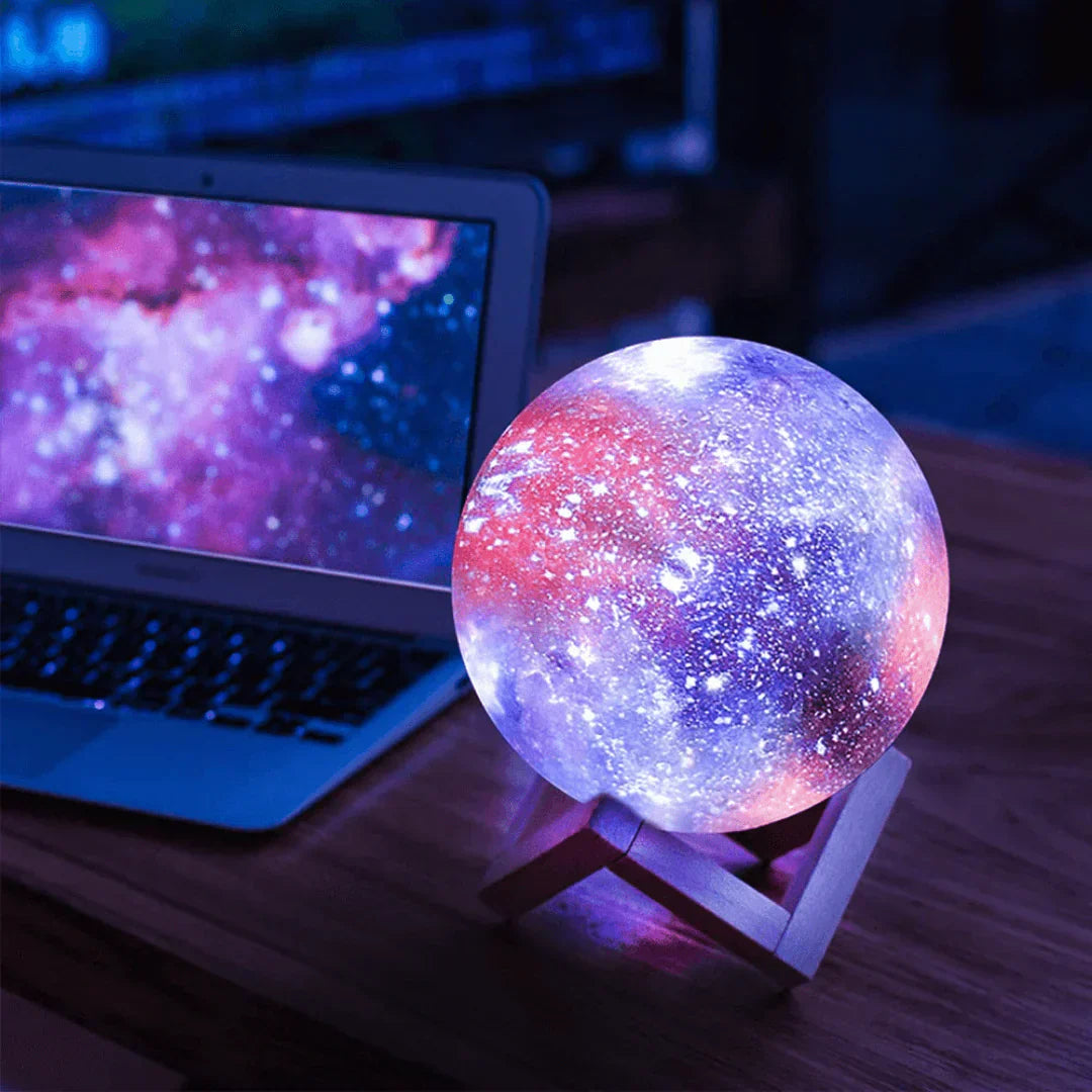 Floroux Galaxy Moon Lamp | 3D Printed LED Moon Lamp | Color Changing | Touch and USB Charge | Ambient Light for Home