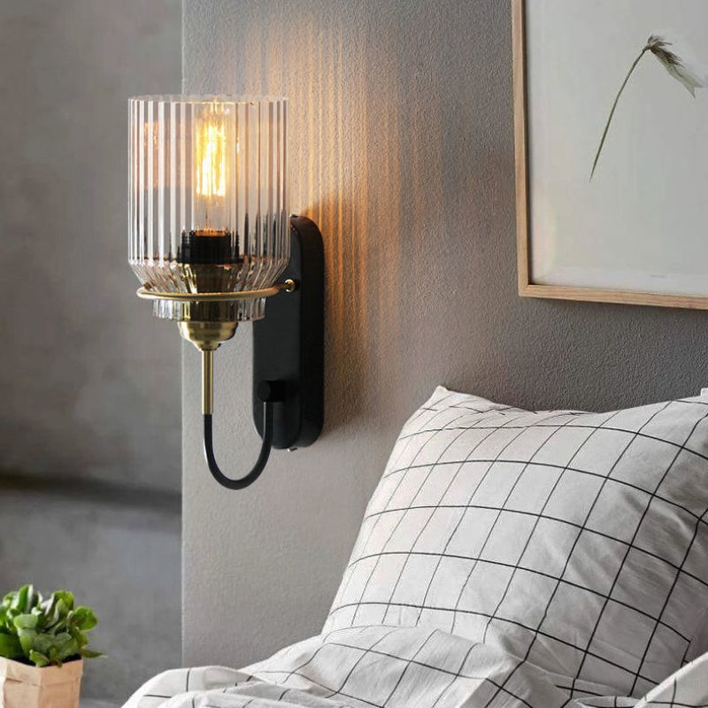 ÉclatRétro - Applique Murale avec Abat-jour en Verre Strié