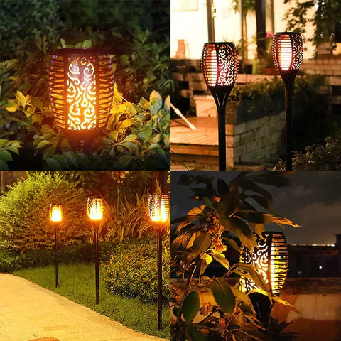 Floroux torche de jardin LED | Lampe à flammes alimentée par solaire pour l'extérieur | Décoration résistante aux intempéries pour jardin et terrasse
