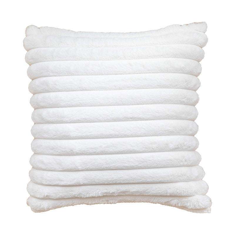 Housse de coussin rayée en fausse fourrure