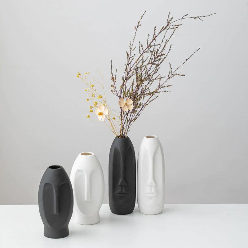 Abstract ceramic vase Floroux with face design | Modern decorative accent | Timeless & elegant