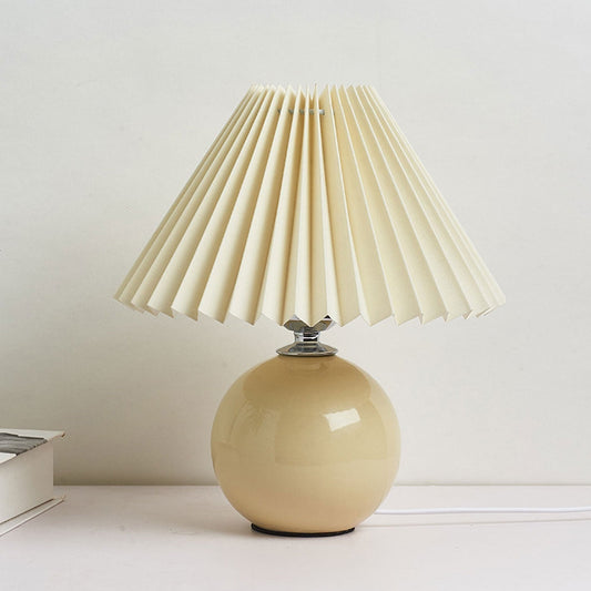 Floroux Pleated Design Table Lamp | Ceramic Base | Ambient Light | Minimalist Design | Interior Decorator
