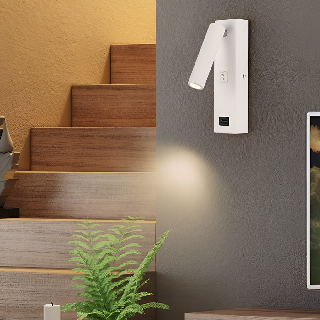 ArtiLicht - Applique LED moderne rectangulaire, réglable avec interrupteur et port de charge USB