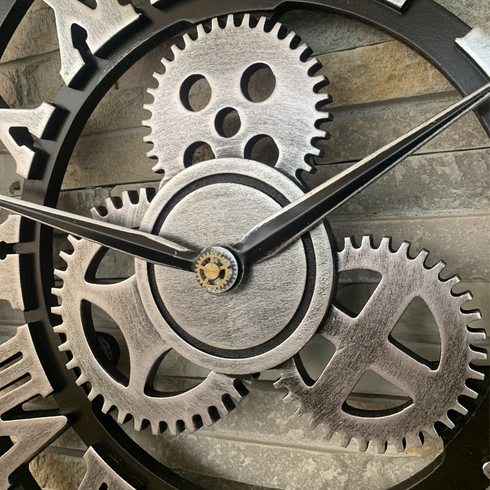 Horloge murale romaine surdimensionnée en argent - Horloge silencieuse pour le salon, le bureau et la cuisine