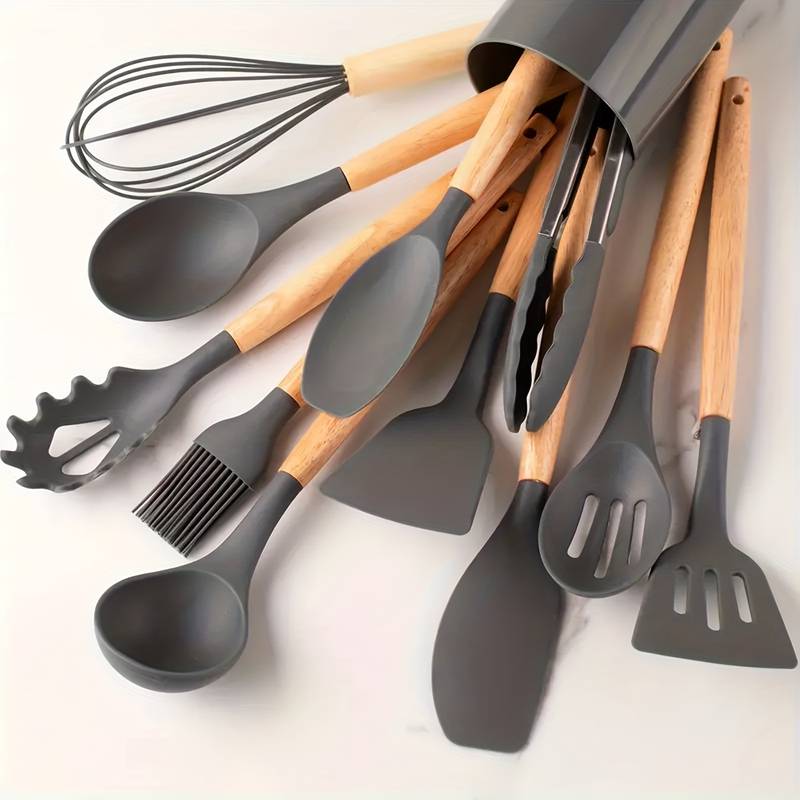 Canaya - Ensemble d'ustensiles de cuisine en silicone de luxe (12 pièces)