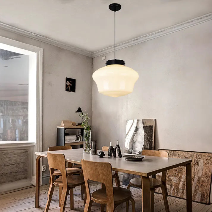 LumiNéo – Suspension Géométrique en Verre Givré Moderne