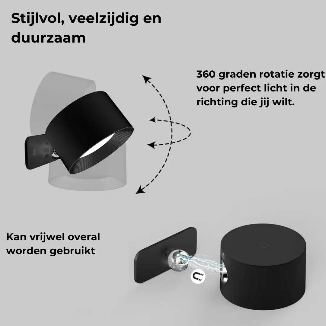 LumiFree - Lampe Murale Rechargeable sans Fil à 360°