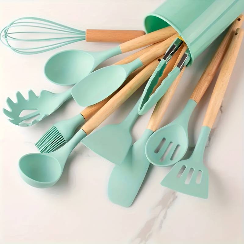 Canaya - Ensemble d'ustensiles de cuisine en silicone de luxe (12 pièces)