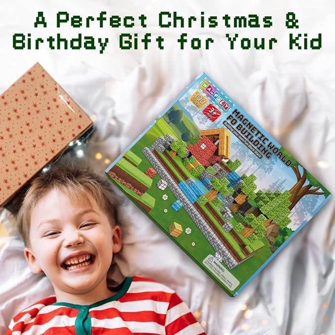 Ensemble de blocs de construction magnétiques pour enfants - Cubes sensoriels STEM Montessori pour tout-petits, cadeau éducatif pour garçons et filles