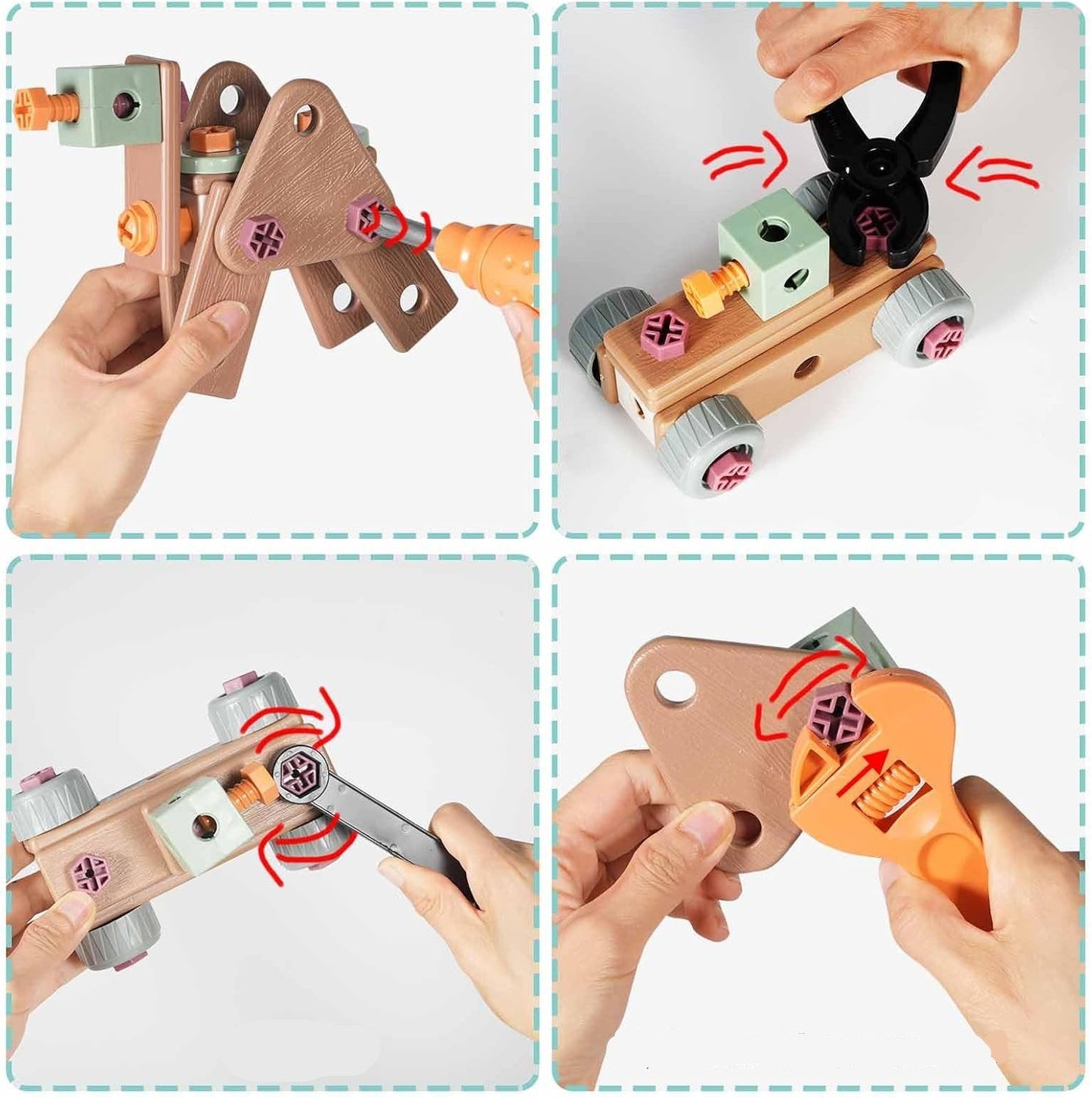 ConstructiePlaisir - 100 pièces Ensemble d'outils pour enfants créatifs
