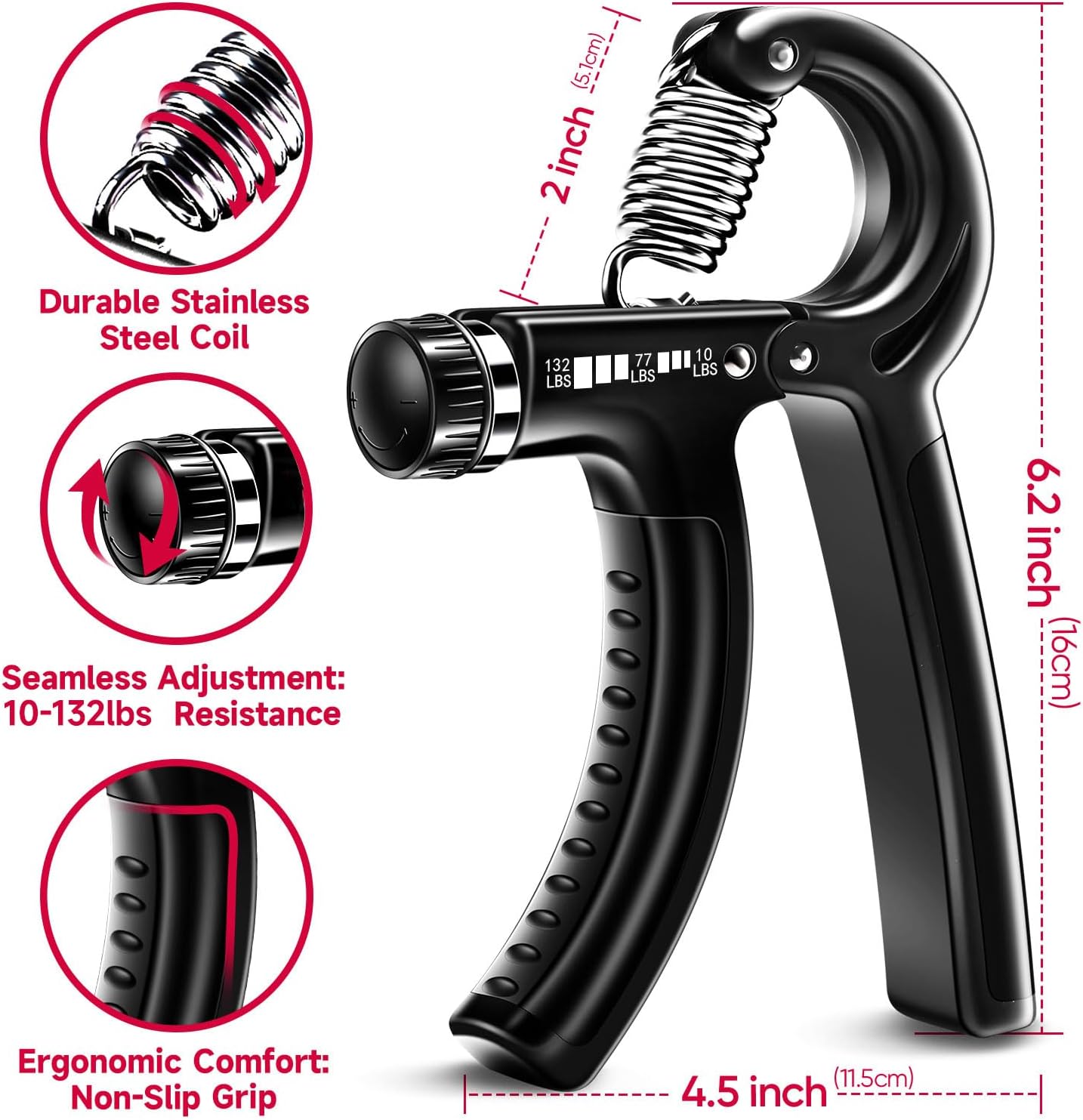 GripMaster - Ensemble de renforcement de main réglable (5 pièces)