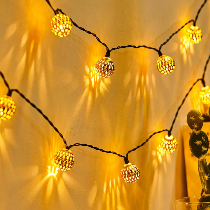 Floroux | Chaîne lumineuse solaire étanche marocaine, l 12 mètres, 100 lumières LED, l 8