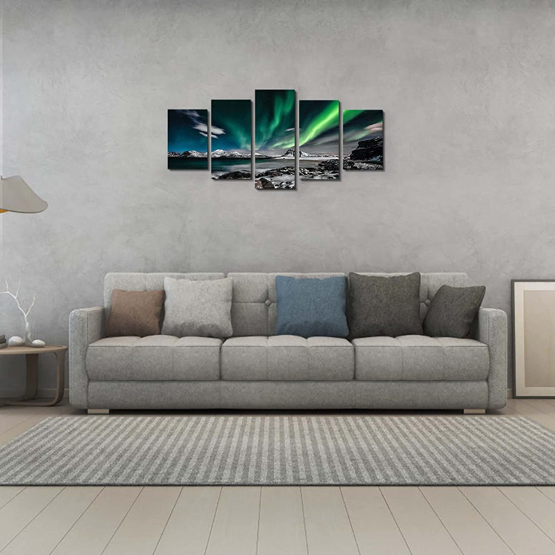 Peinture murale paysage Aurora sur toile 5 pièces