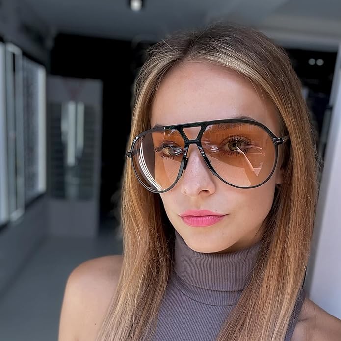 AmaraVision - Lunettes de soleil aviateur rétro grandes