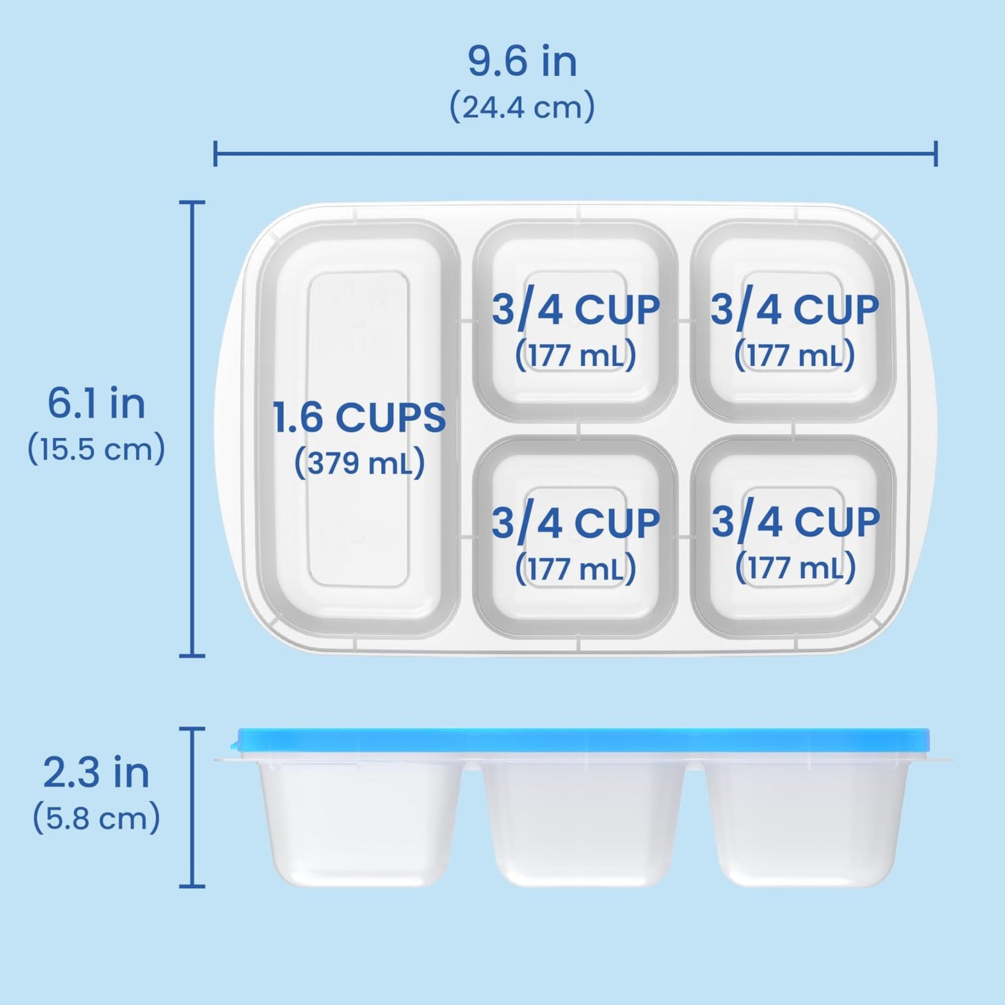 EcoStore - Boîtes de rangement durables à 5 compartiments Ensemble de 8