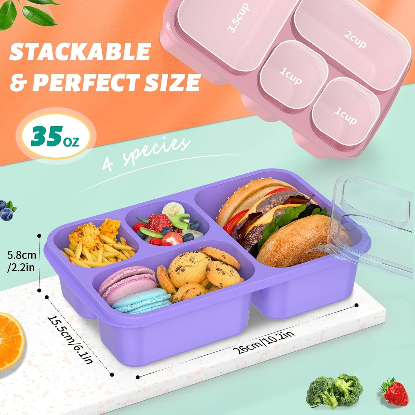 BentoBox - Ensemble de Conteneurs de Repas Élégants 4 pièces