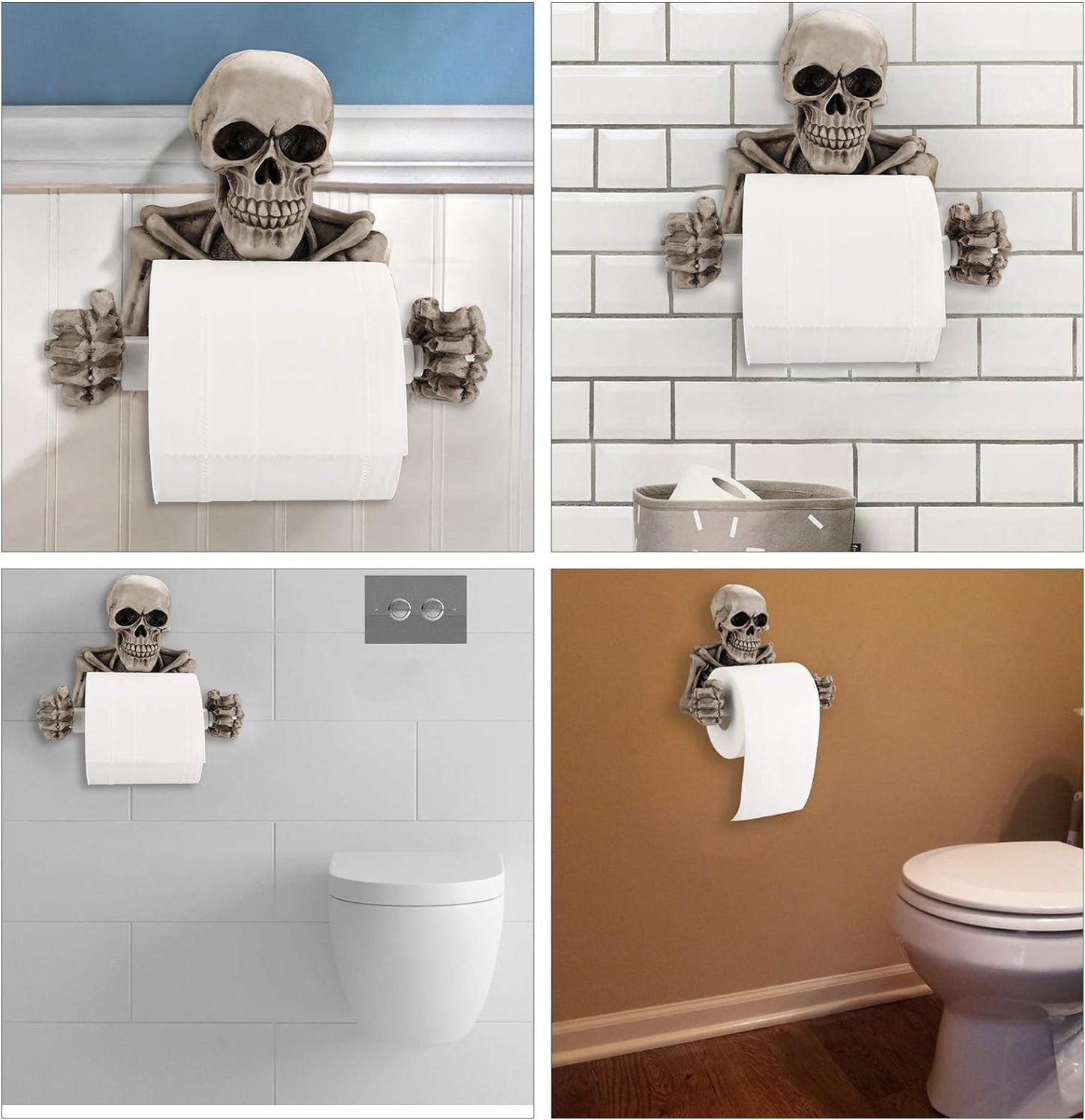 Floroux Porte-papier toilette crâne | Décoration de salle de bain effrayante | Support unique pour la maison