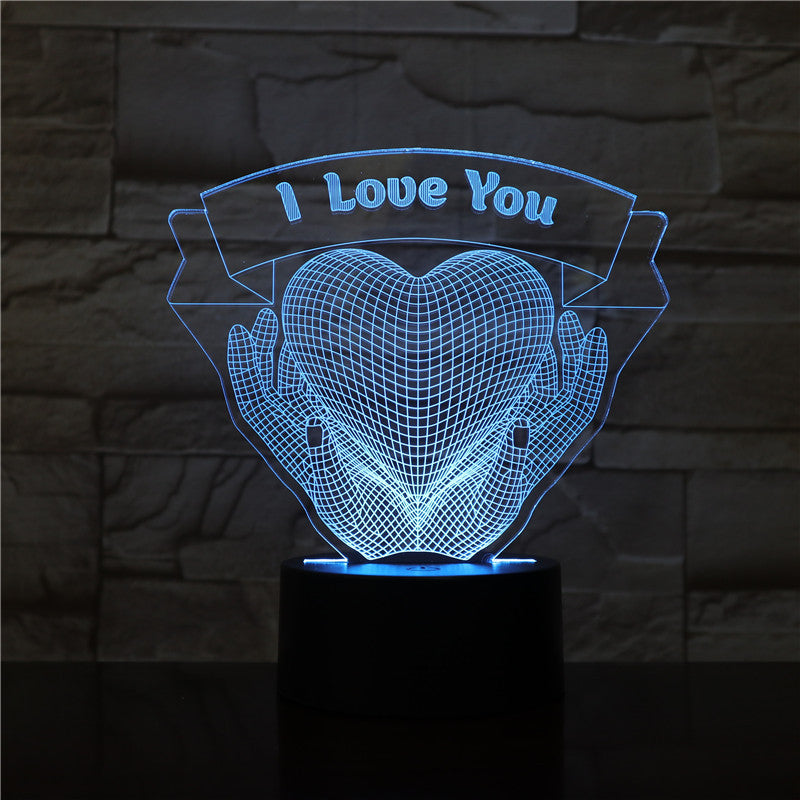 Tenir les mains Cœur 3D LED lampe de nuit d'amour cadeau