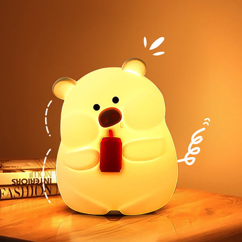 Cola Pig LED Squishy Night Light Pour cadeau Lampe cochon rechargeable par USB