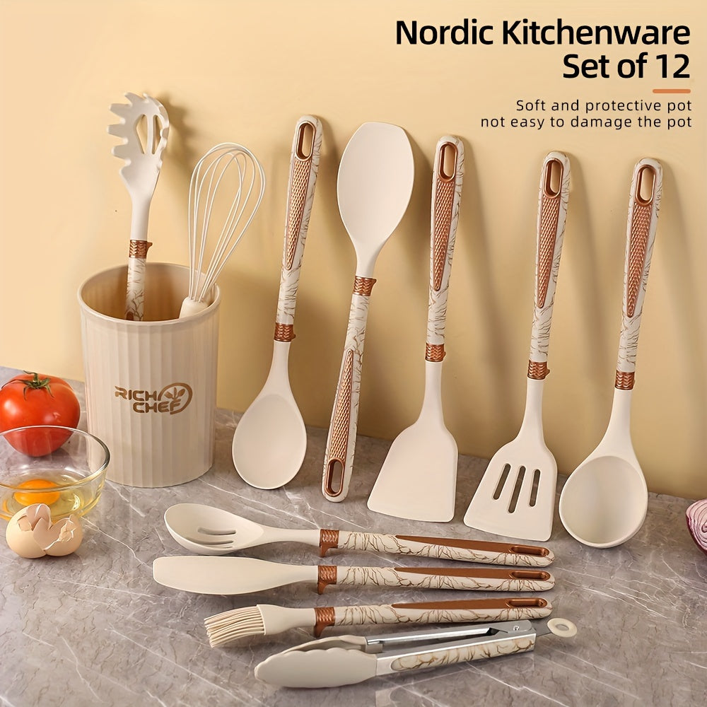 Premium Cooking - Plaisir de cuisiner avec le lot d'ustensiles de cuisine en silicone élégant