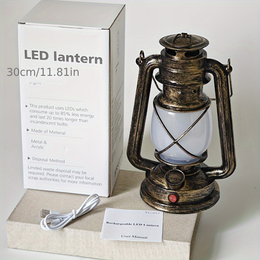 RetroGlow Lantern – Lampe LED Vintage avec effet de flamme