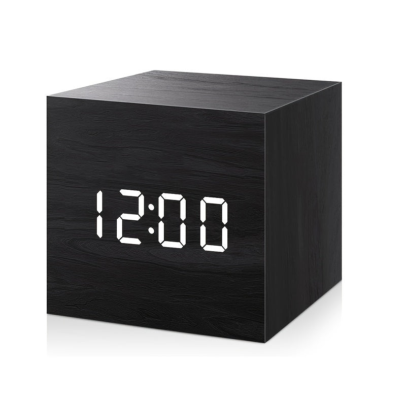WoodTime Horloge – Réveil en Bois Élégant avec Affichage LED