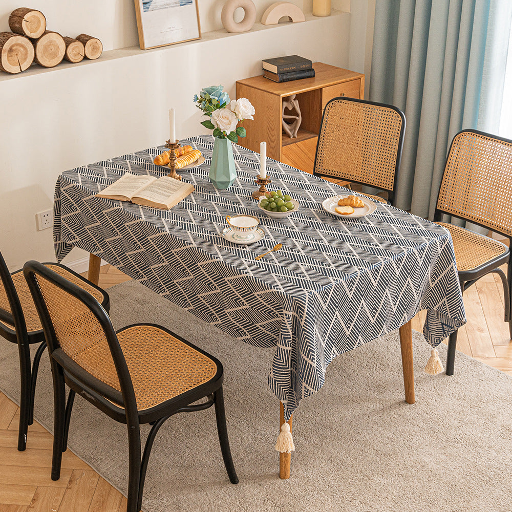 Nappe à franges en vagues géométriques
